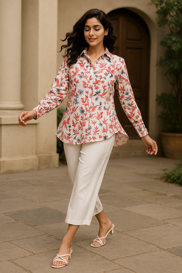 Floral Printed Crepe Shirt