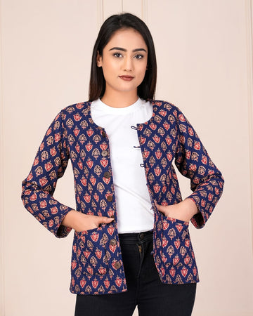 Bagru Cotton Printed Reversible Quilted Short Jackets