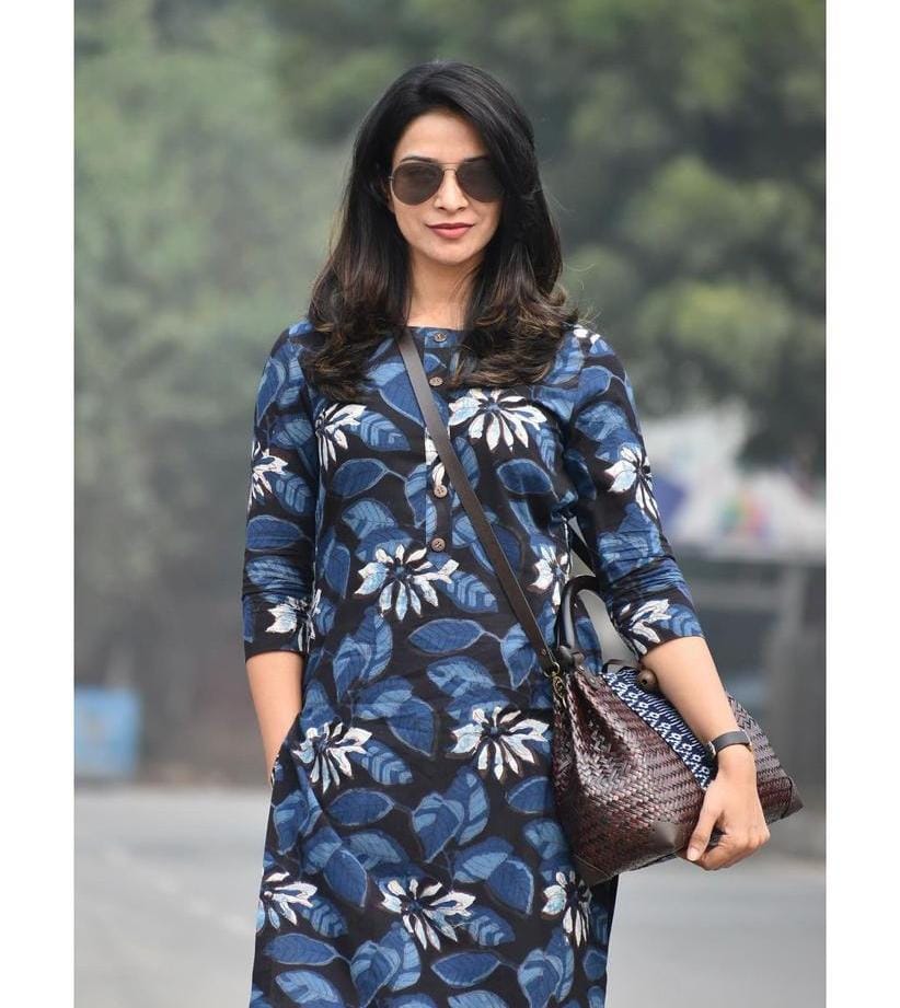 Blue Printed Cotton Kurti Set - Shukrana Fashion