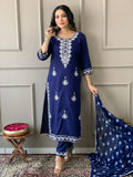 Summer Rayon Embroidery 3 Piece Set - Shukrana Fashion