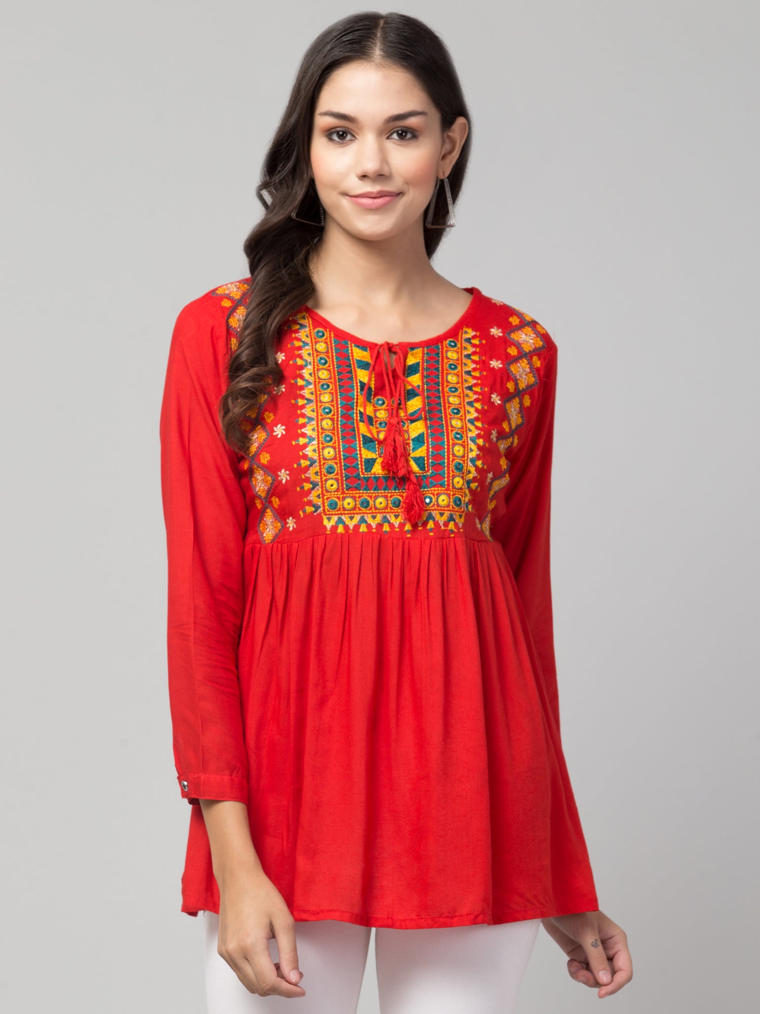 Rayon Embroidery Tunic - Shukrana Fashion