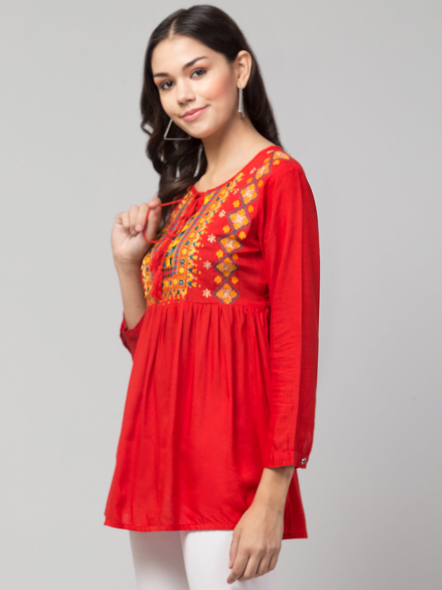 Rayon Embroidery Tunic - Shukrana Fashion