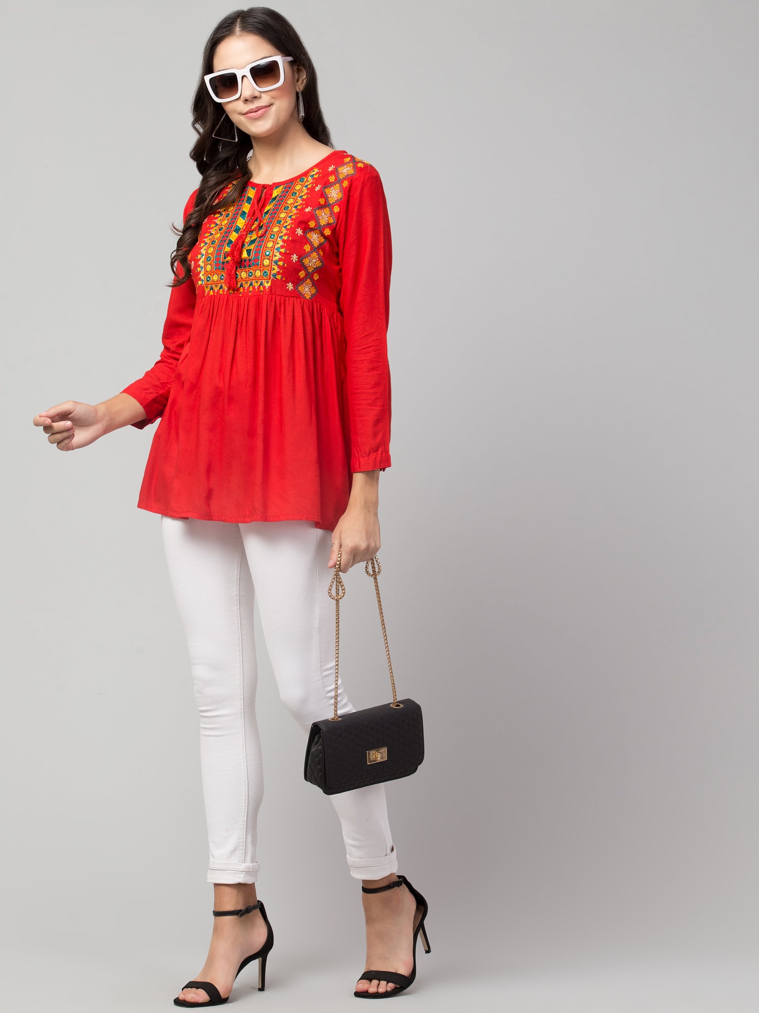 Rayon Embroidery Tunic - Shukrana Fashion