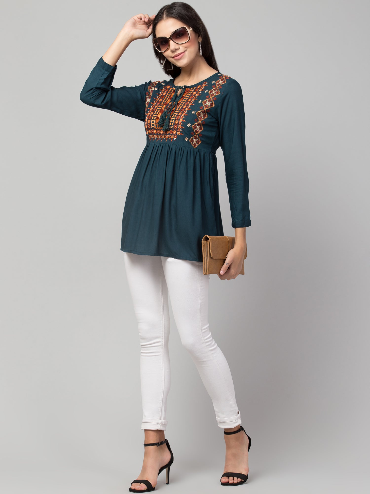 Rayon Embroidery Tunic - Shukrana Fashion