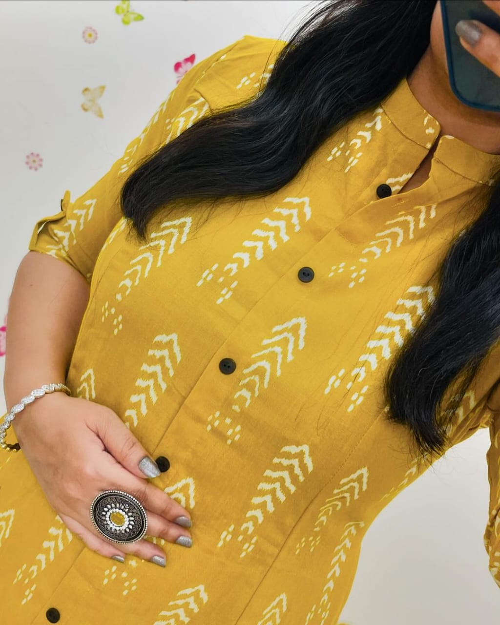 🌞 Summer Patterns Yellow Cotton Kurta Set🌞