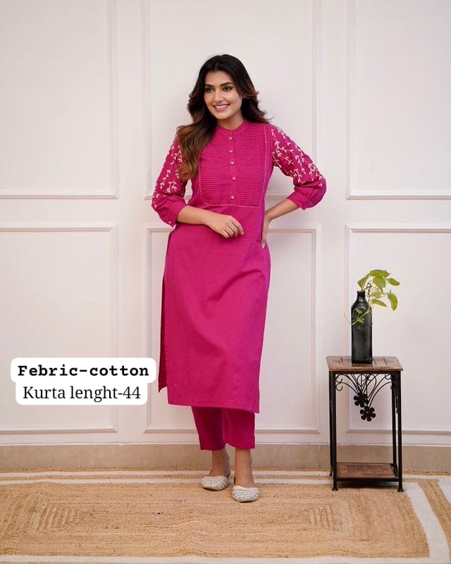 Embroidery Cotton Kurta Set