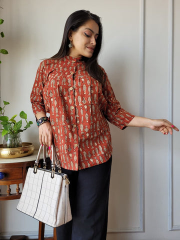 Hand Block Printed Peplum Top