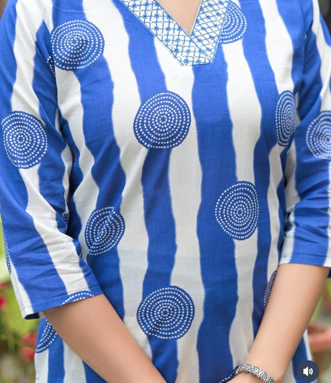 Blue Printed Elegance Cotton Kurti Set