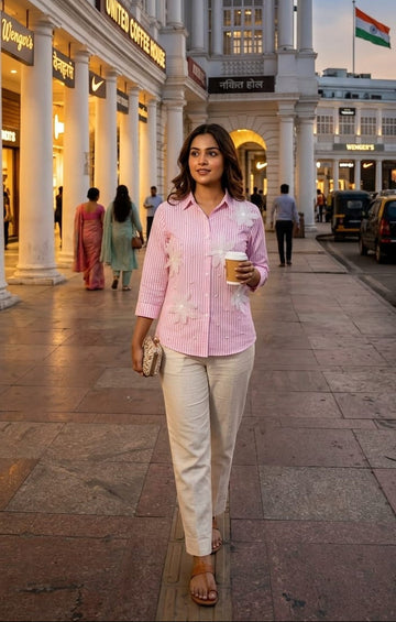Pink Elegance Pearl Stripe Shirt