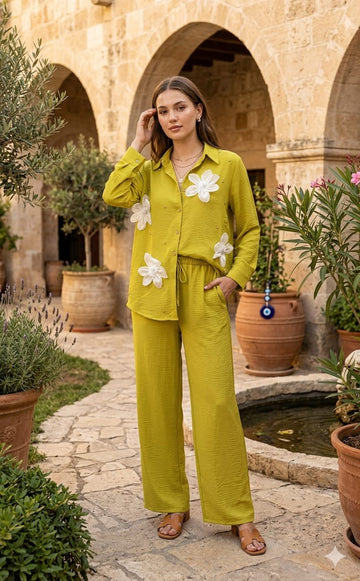 Premium Flower Patch Mustard Yellow Cord Set