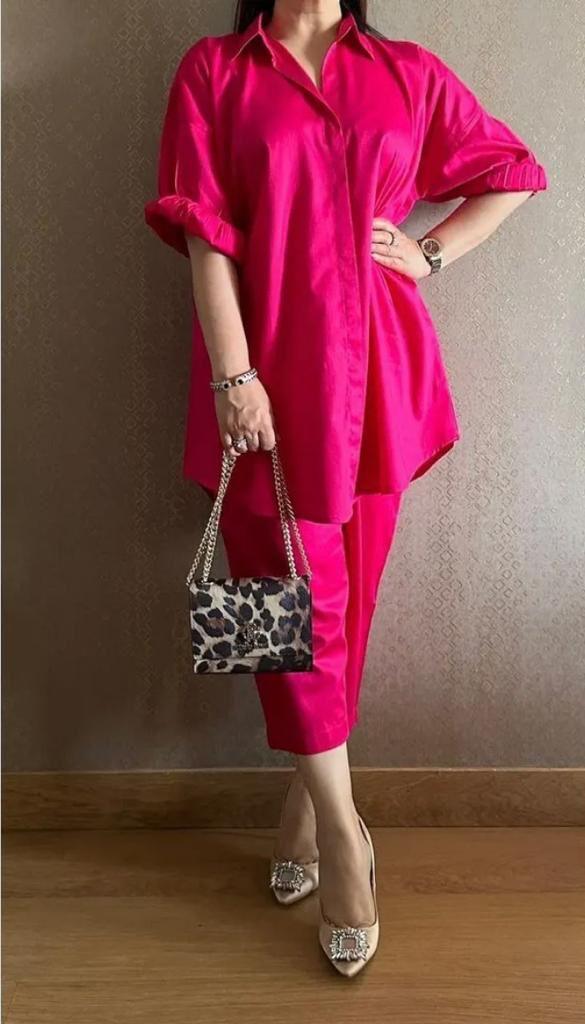 Cotton Hot Pink Cord Set - Shukrana Fashion