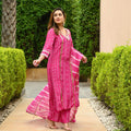 Cotton Bhandej Hot Pink Suit Set - Shukrana Fashion