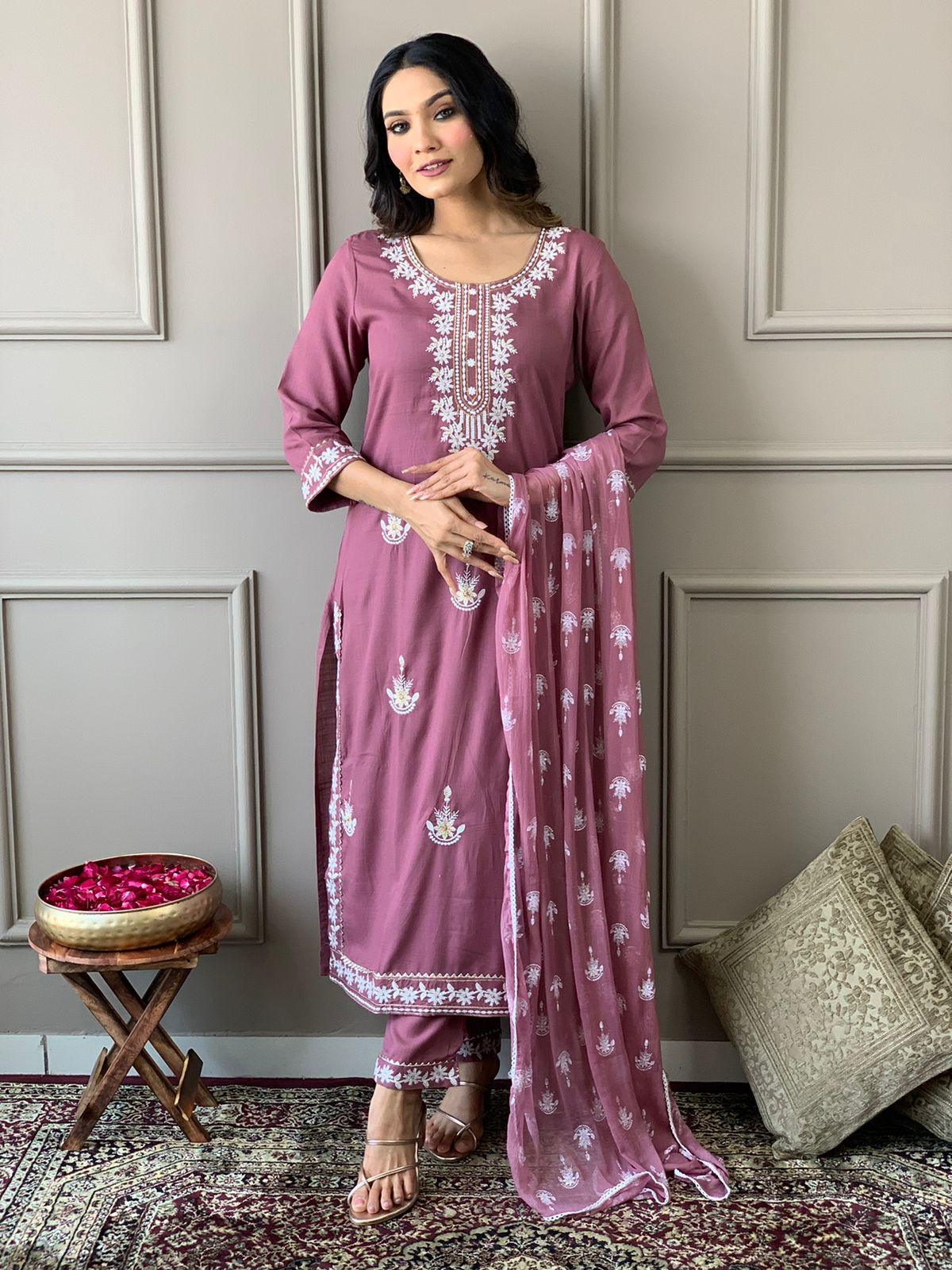 Summer Rayon Embroidery 3 Piece Set - Shukrana Fashion