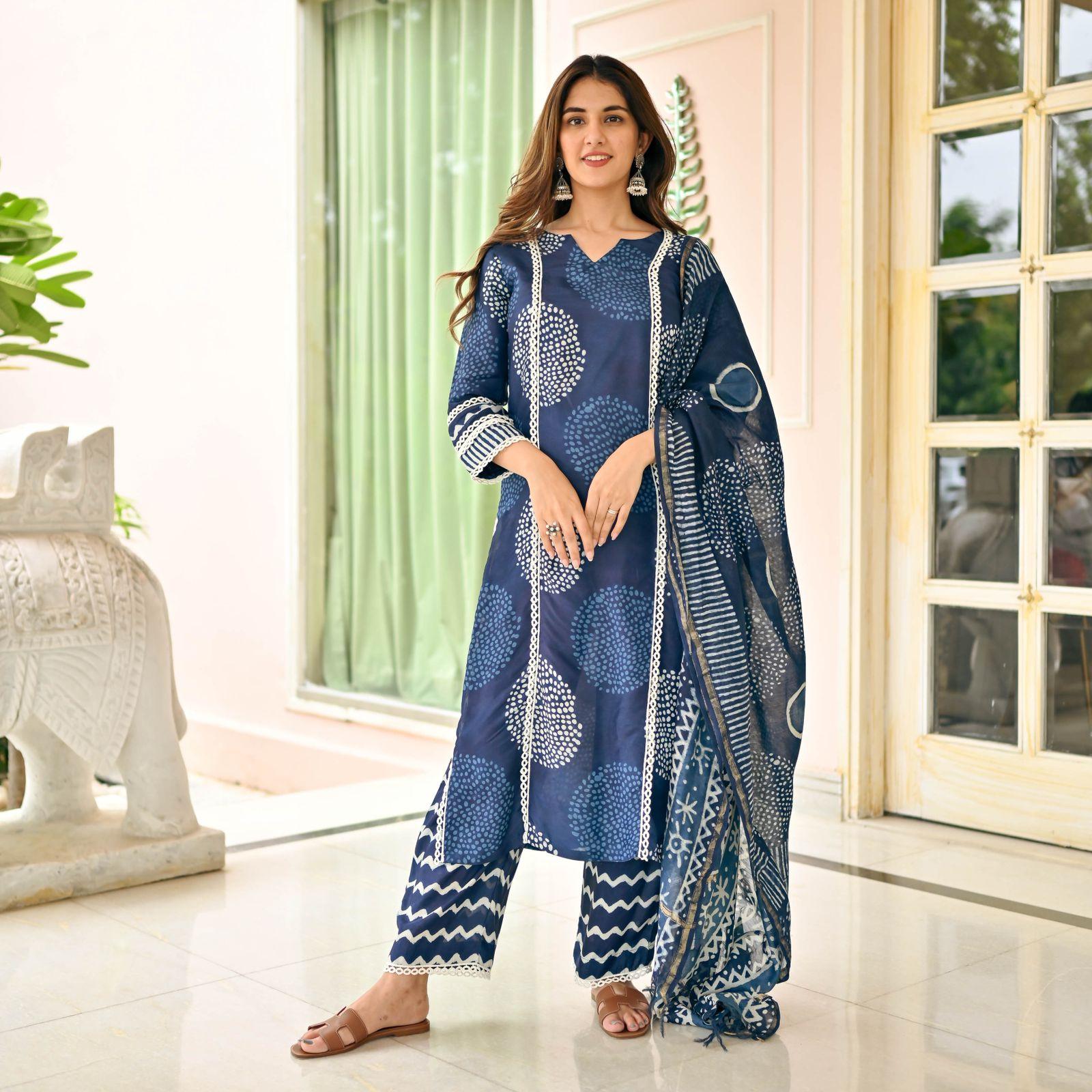 Cotton Silk Suit Set With Traditional Print - Shukrana Fashion