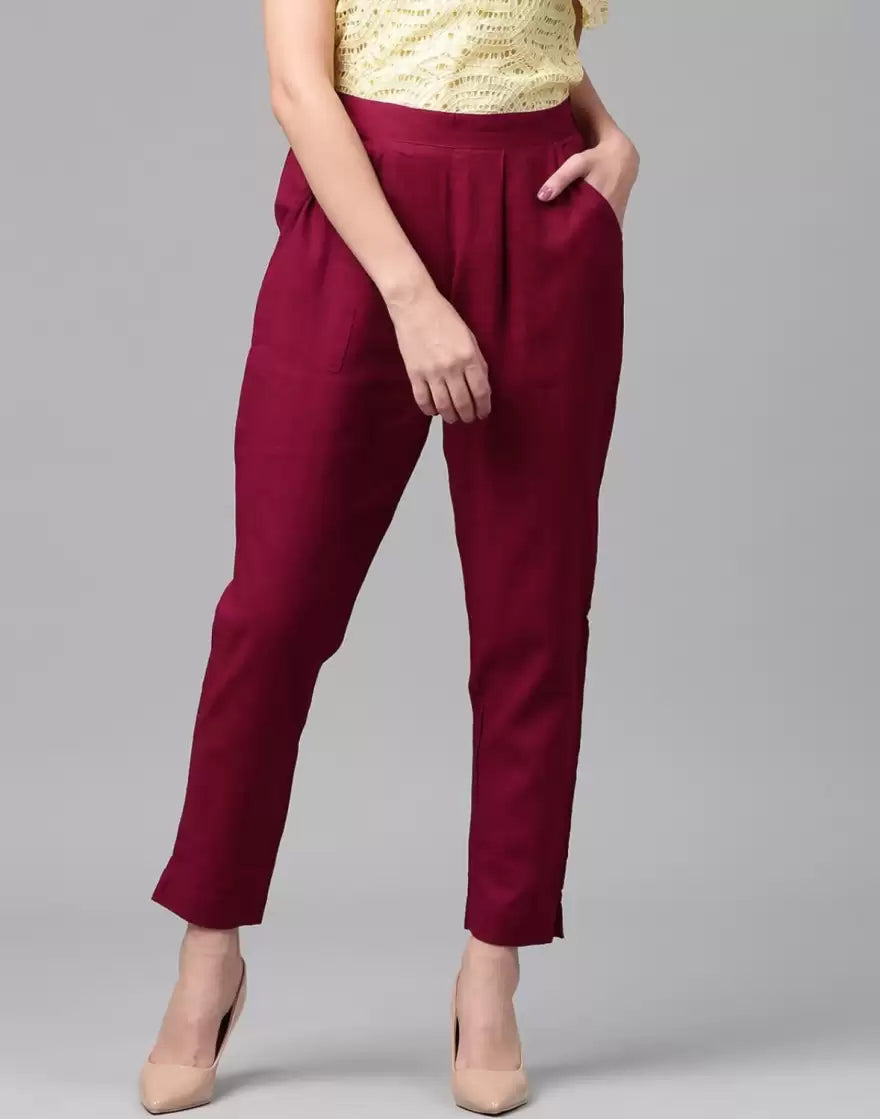 Mehroon Cotton Pants