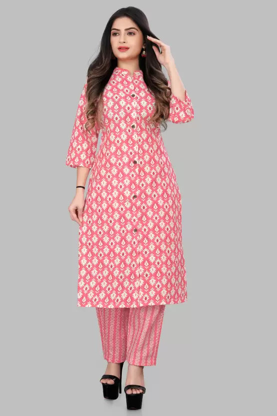 Women Cotton Blend Kurti  Set